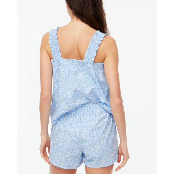 J. Crew Smocked Tank Pajama Set Soft Cornflower White Womens 2XL Sleepwear XXL - Picture 2 of 9